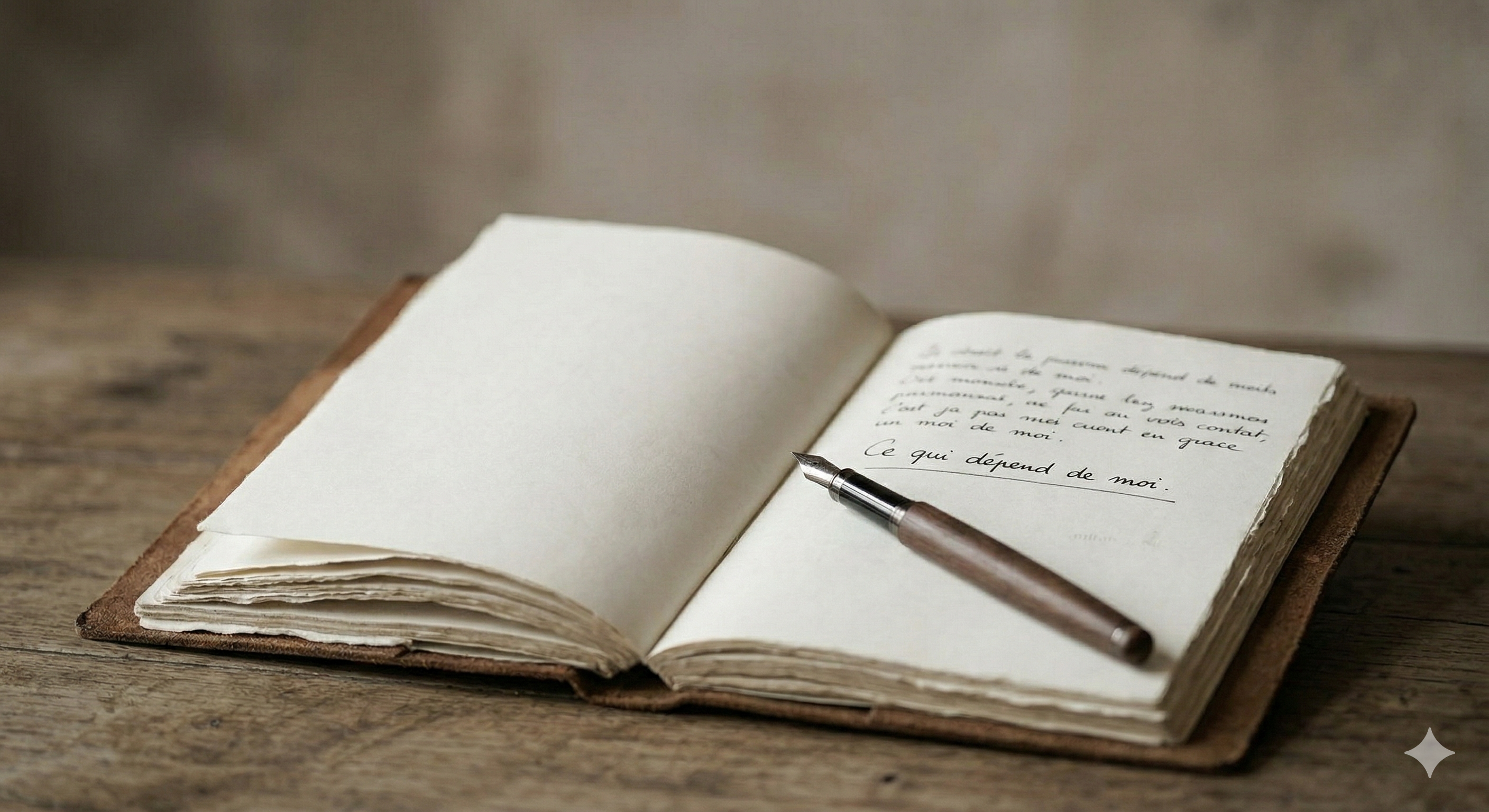 Carnet ouvert avec une écriture à la main et un stylo