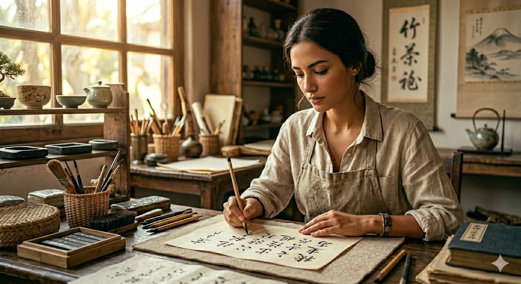 Calligraphie japonaise — mushin, concentration, geste et encre