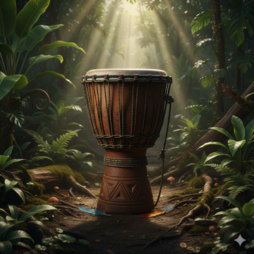 Tambour artisanal — peau tendue, structure bois