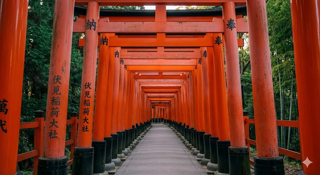 Fushimi Inari — tunnel de torii vermillons, Kyoto